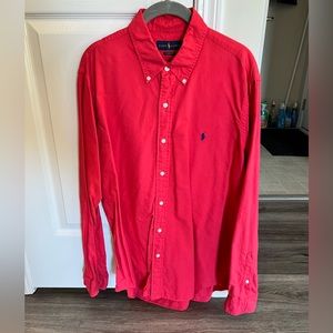 Ralph Lauren long sleeve button up, size L, red.